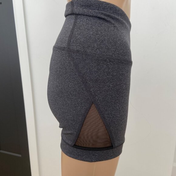 Karma Athletics Charcoal Gray High-Waisted Womens Mesh Panel slimming Shorts Med - Picture 5 of 14